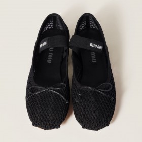 Miu Miu Mesh Fabric Ballerinas Black