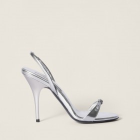 Miu Miu Metallic Leather Sandals Silver