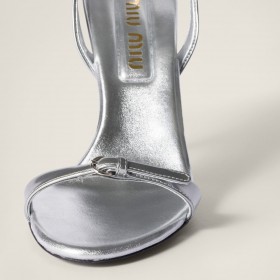 Miu Miu Metallic Leather Sandals Silver