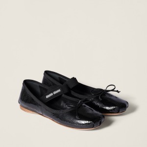 Miu Miu Naplak Leather Ballerinas Black