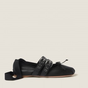 Miu Miu Nappa And Calf Leather Ballerinas Black