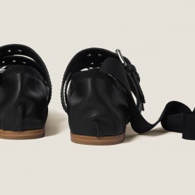 Miu Miu Nappa And Calf Leather Ballerinas Black
