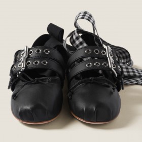 Miu Miu Nappa And Calf Leather Ballerinas Black