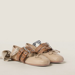 Miu Miu Nappa And Calf Leather Ballerinas Cord