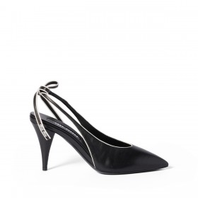 Miu Miu Nappa Leather Slingback Pumps Black White