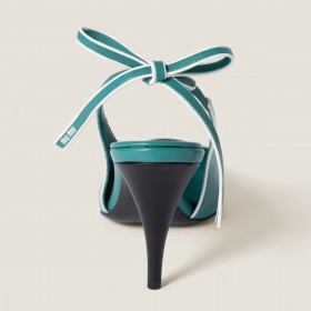 Miu Miu Nappa Leather Slingback Pumps Peacock Blue White