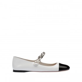 Miu Miu Patent Leather Ballerinas White Black