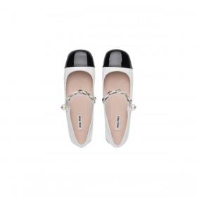 Miu Miu Patent Leather Ballerinas White Black