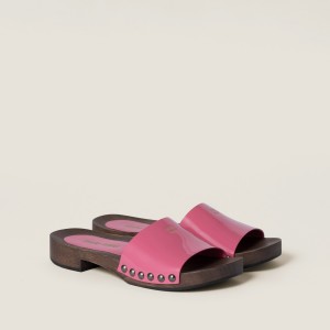 Miu Miu Patent Leather Clogs Begonia Pink