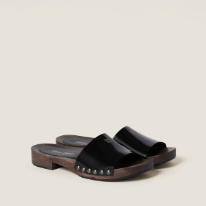 Miu Miu Patent Leather Clogs Black