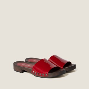 Miu Miu Patent Leather Clogs Red