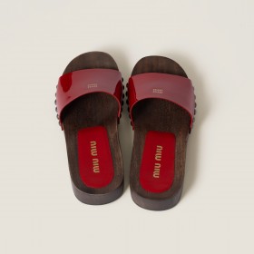 Miu Miu Patent Leather Clogs Red