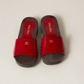 Miu Miu Patent Leather Clogs Red