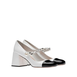 Miu Miu Patent Leather Pumps White Black A065