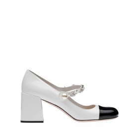 Miu Miu Patent Leather Pumps White Black A065