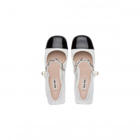 Miu Miu Patent Leather Pumps White Black A065