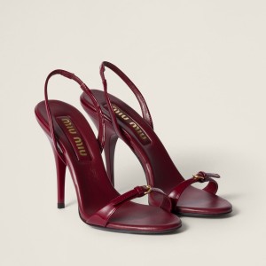 Miu Miu Patent Leather Sandals Crimson