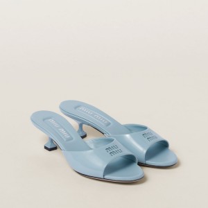 Miu Miu Patent Leather Sandals Sky Blue