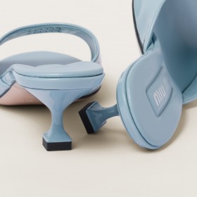 Miu Miu Patent Leather Sandals Sky Blue