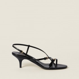 Miu Miu Patent Leather Sandals With Buckles Black