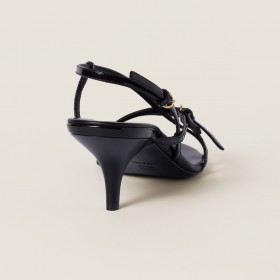 Miu Miu Patent Leather Sandals With Buckles Black
