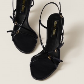 Miu Miu Patent Leather Sandals With Buckles Black