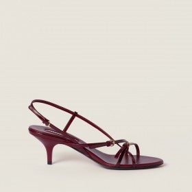 Miu Miu Patent Leather Sandals With Buckles Crimson