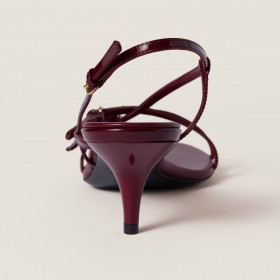 Miu Miu Patent Leather Sandals With Buckles Crimson