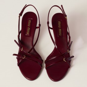 Miu Miu Patent Leather Sandals With Buckles Crimson