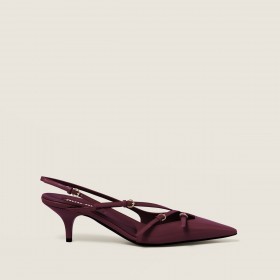 Miu Miu Patent Leather Slingbacks With Buckles Crimson M055
