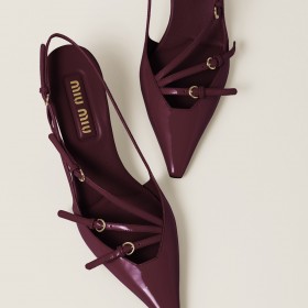 Miu Miu Patent Leather Slingbacks With Buckles Crimson M055
