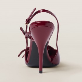 Miu Miu Patent Leather Slingbacks With Buckles Crimson