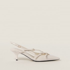 Miu Miu Patent Leather Slingbacks With Buckles Ivory
