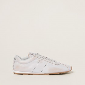 Miu Miu Plume Bleached Nappa Leather Sneakers White