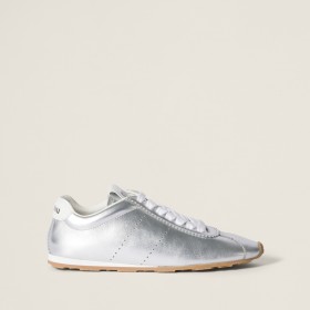 Miu Miu Plume Mordore Calfskin Sneakers Silver