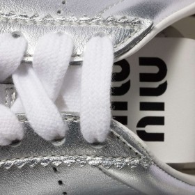 Miu Miu Plume Mordore Calfskin Sneakers Silver