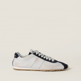 Miu Miu Plume Nappa Leather And Suede Sneakers White Blue