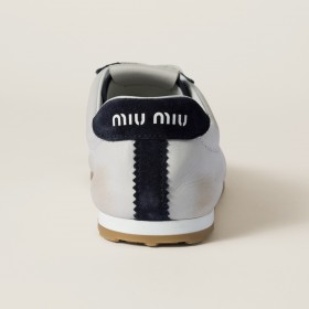 Miu Miu Plume Nappa Leather And Suede Sneakers White Blue