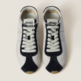 Miu Miu Plume Nappa Leather And Suede Sneakers White Blue