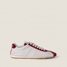Miu Miu Plume Nappa Leather And Suede Sneakers White Cerise