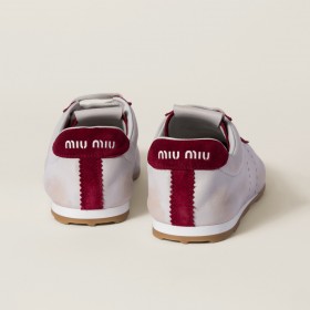 Miu Miu Plume Nappa Leather And Suede Sneakers White Cerise