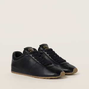 Miu Miu Plume Nappa Leather Sneakers Black