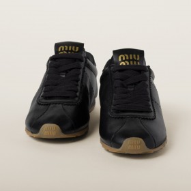 Miu Miu Plume Nappa Leather Sneakers Black