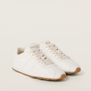 Miu Miu Plume Nappa Leather Sneakers Ivory