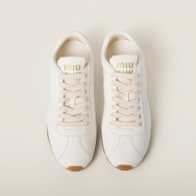 Miu Miu Plume Nappa Leather Sneakers Ivory