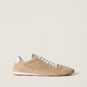 Miu Miu Plume Suede Sneakers Desert Beige