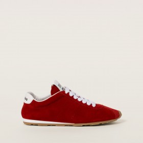 Miu Miu Plume Suede Sneakers Scarlet