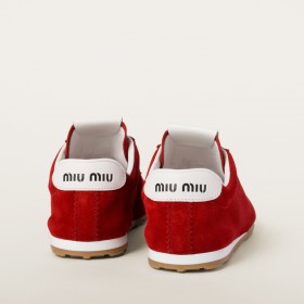 Miu Miu Plume Suede Sneakers Scarlet