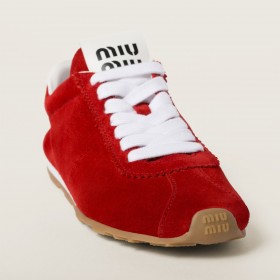 Miu Miu Plume Suede Sneakers Scarlet