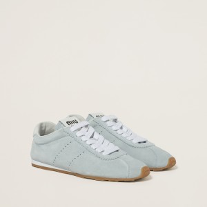 Miu Miu Plume Suede Sneakers Sky Blue
